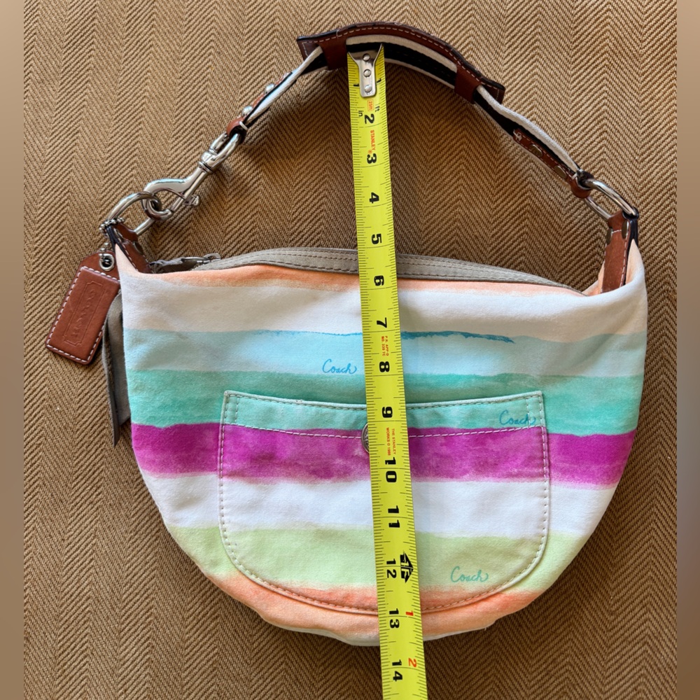 Coach Watercolor Hampton Pink Rainbow Striped Bag - cute for summer!